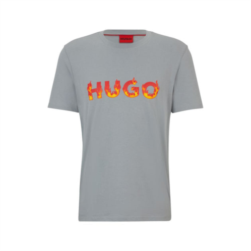 HUGO cotton-jersey t-shirt with puffed flame logo
