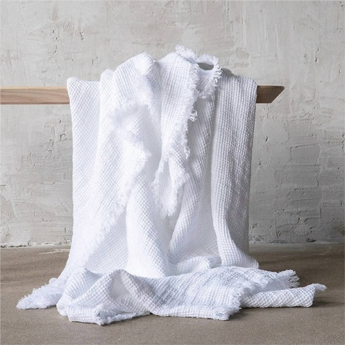 LinenMe linen washed throw blanket in white