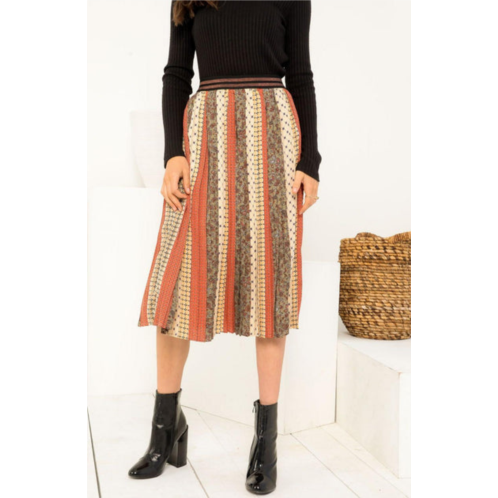 THML pleated patterned skirt in multi