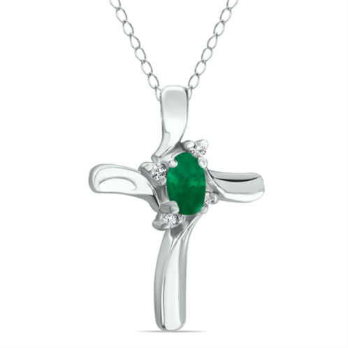 SSELECTS emerald cross diamond pendant 10k