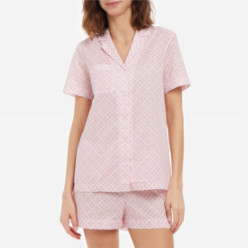 Derek Rose ledbury geometric print cotton short pajama set in pink