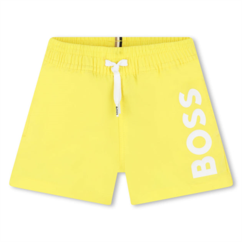 BOSS yellow logo swim shorts
