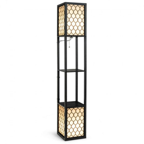 Hivvago modern shelf freestanding floor lamp with double lamp pull chain and foot switch