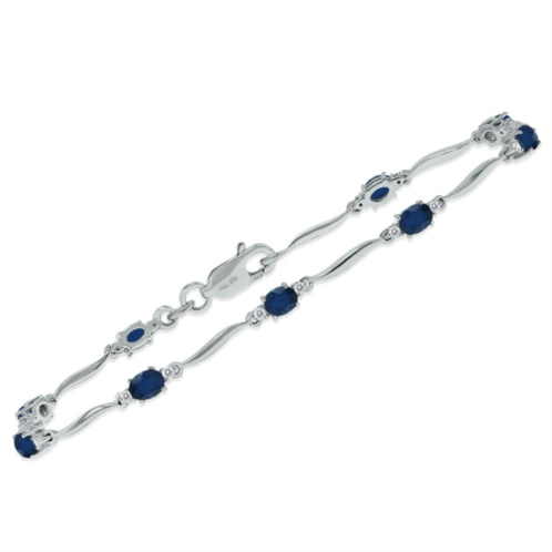 SSELECTS sapphire and diamond wave link bracelet in .925 sterling silver