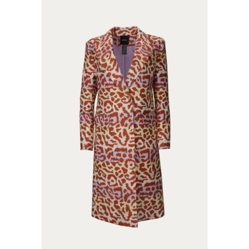 Smythe peaked lapel overcoat in lavender/rust leopard