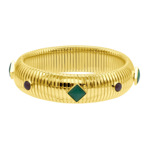 Adornia 14k gold plated .75 tall omega bracelet with color stone