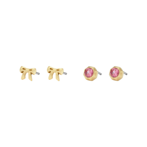 Fossil womens barbie special edition gold-tone stainless steel earrings set