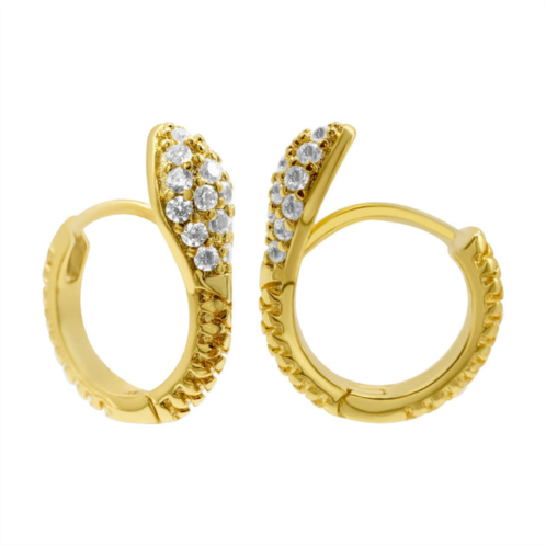 Adornia 14k gold plated snake crystal wrap huggie earrings