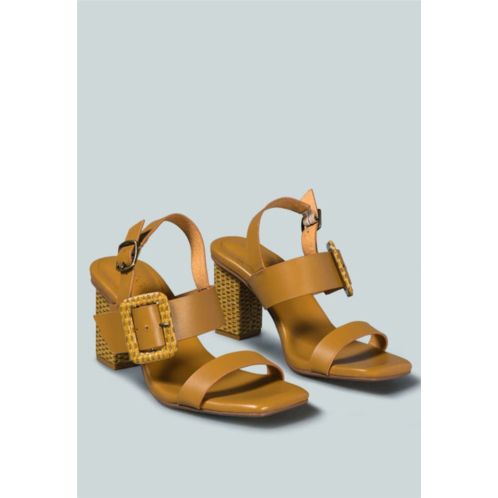 Rag & Co X swift big buckle leather slingback sandal in tan
