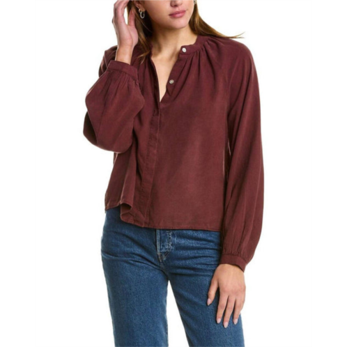 Bella Dahl long sleeve shirred raglan shirt in wildberry