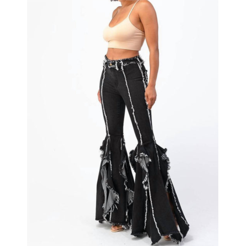 Purple Candy flare bell bottom pant in black