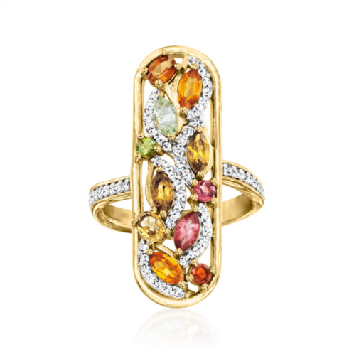 Ross-Simons multicolored tourmaline ring with . white topaz in 18kt gold over sterling