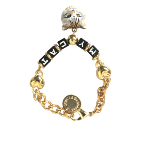 Dolce & Gabbana tone brass chain my cat heart womens bracelet