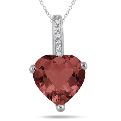 SSELECTS 2.70 carat garnet heart and diamond pendant in 10k