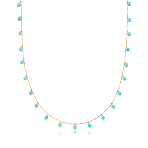 RS Pure by ross-simons 3-3.5mm turquoise bead station necklace in 14kt yellow gold