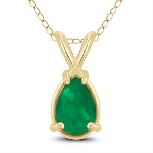 SSELECTS 14k 6x4mm pear emerald pendant