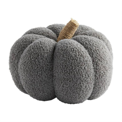 Mudpie large shearling fabric pumpkin table sitters in dark grey