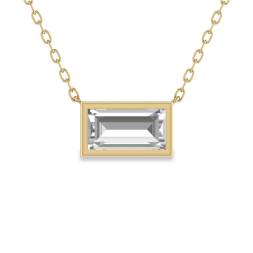SSELECTS lab grown 1/2 carat baguette bezel set diamond solitaire pendant in 14k yellow gold