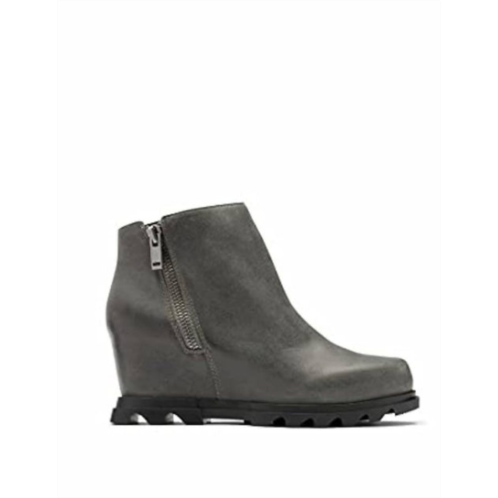 SOREL joan of arctic wedge iii zip boots in quarry, black