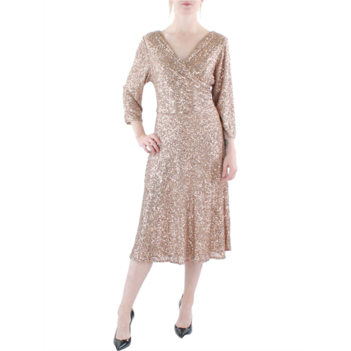 Alex Evenings womens sequined below knee cocktail and party dress