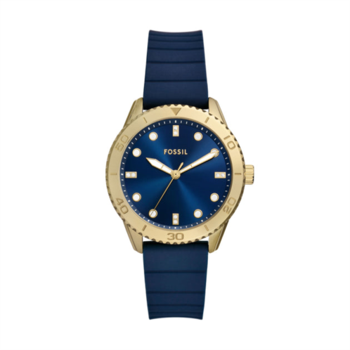 Fossil womens dayle three-hand, gold-tone stainless steel watch