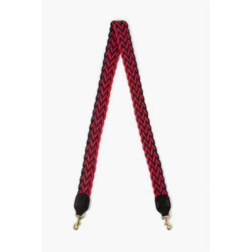 Clare V. belted braided webbing crossbody strap in red/navy