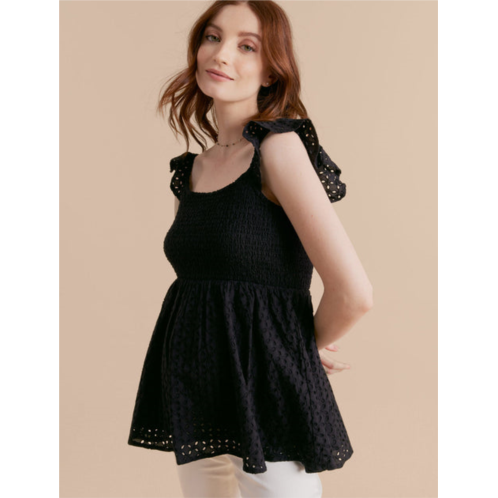 A Pea in the Pod flutter sleeve eyelet maternity top