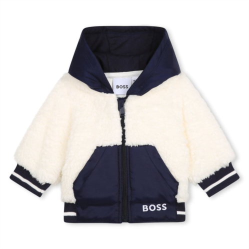 BOSS navy blue & white sherpa coat