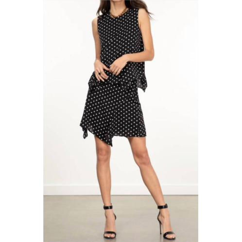MILLY laura small dot printed skirt in black/white