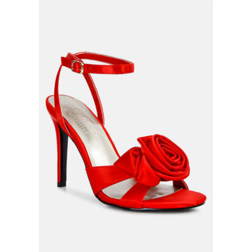 Rag & Co chaumet red rose bow embellished sandals