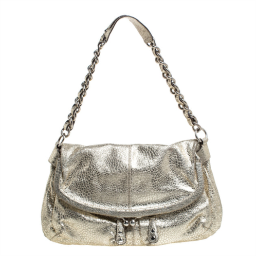 Coach textured leather frame fold over hobo