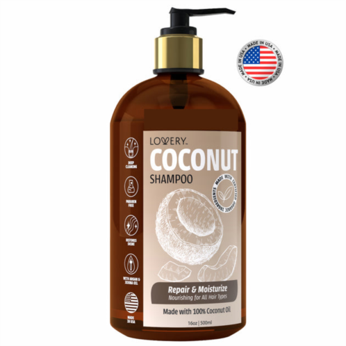 Lovery coconut shampoo, made in usa, 16 oz.