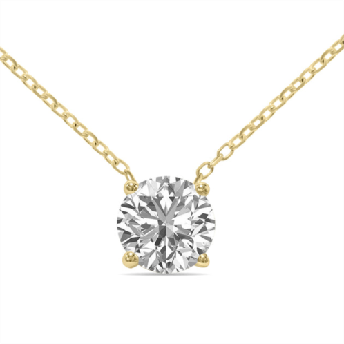 SSELECTS lab grown 3/4 carat floating round diamond solitaire pendant in 14k yellow gold
