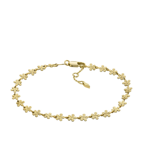 Fossil womens garden party gold-tone brass station anklet