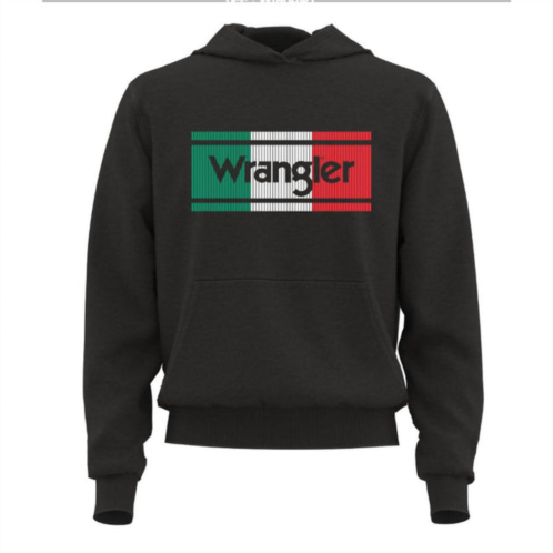 Wrangler mens hoodie mexico logo in caviar heather