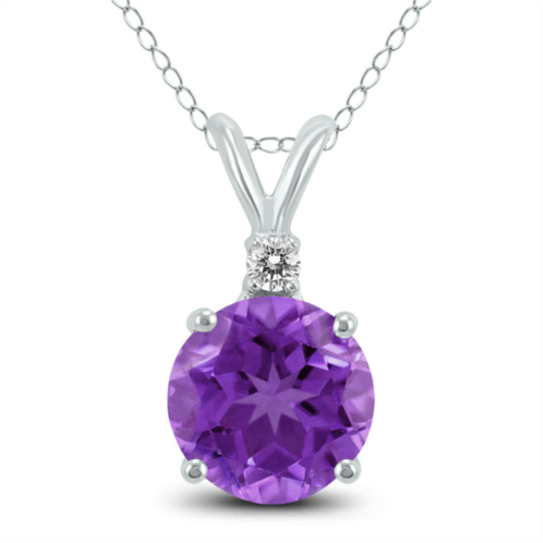 SSELECTS 14k 6mm round amethyst and diamond pendant