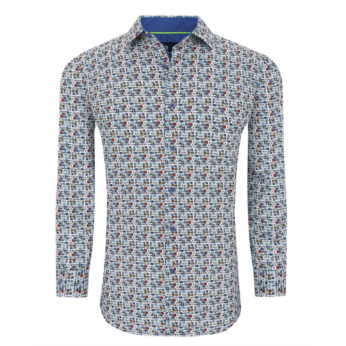 Tom Baine slim fit performance long sleeve printed button down