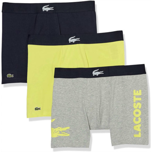 LACOSTE mens iconic cotton stretch fashion briefs - 3 pack in multi