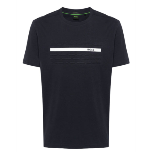 Hugo Boss mens tee 4 raised print graphic short sleeve t-shirt, navy blue