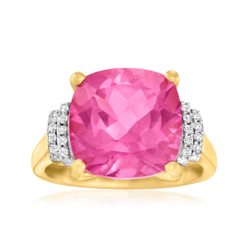 Ross-Simons pink topaz ring with diamond accents in 18kt gold over sterling