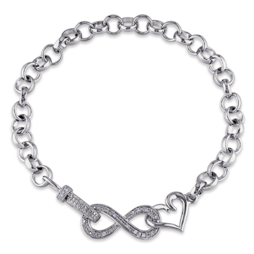 Mimi & Max 1/10ct tw diamond infinity heart bracelet in sterling silver