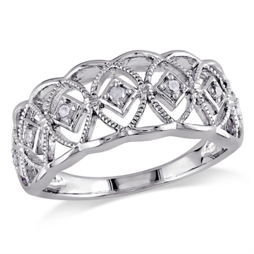 Mimi & Max 1/10ct tw diamond openwork ring in sterling silver