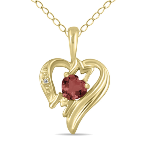 SSELECTS garnet and diamond heart mom pendant in 10k