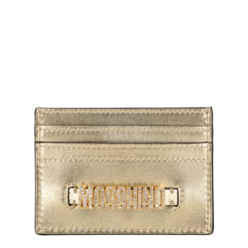 Moschino logo belt crystal-embellished card holder