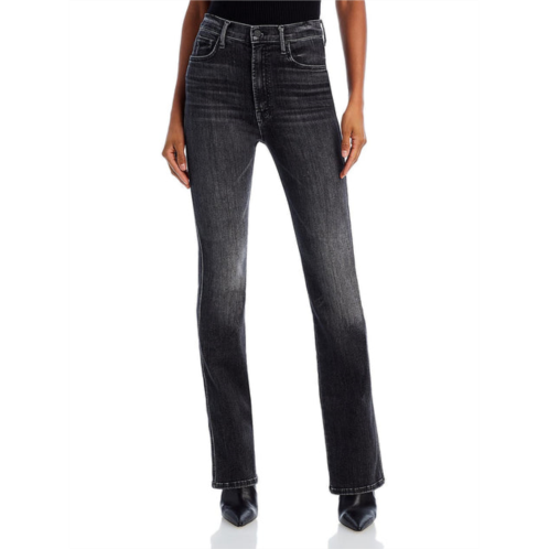 Mother womens high rise faded bootcut jeans