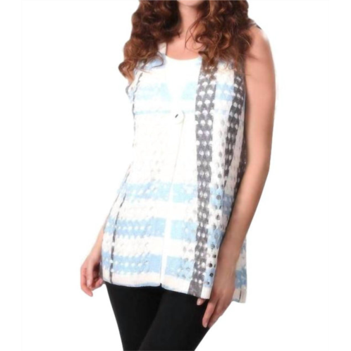ANGEL open-weave on the grid vest in white/turquiose