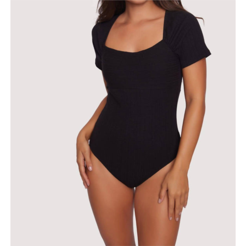 LOST + WANDER delphi short sleeve bodysuit in black