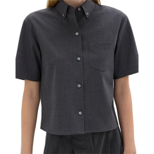 Theory boxy pocket wool-blend shirt