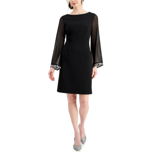 Connected Apparel womens boatneck sheer sleeves sheath dress