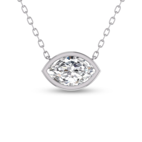 SSELECTS lab grown 1/4 carat marquise shaped bezel set diamond solitaire pendant in 14k white gold